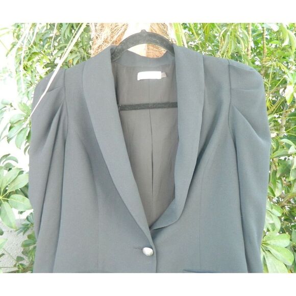Ramy Brook Blazer Size 4 Black Puff Sleeve Fully Lined‎ Long Line Blazer - Picture 11 of 16